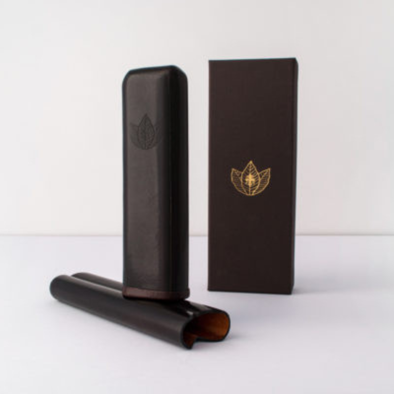 Portasigari lungo per 2 sigari in cuoio fiorentino