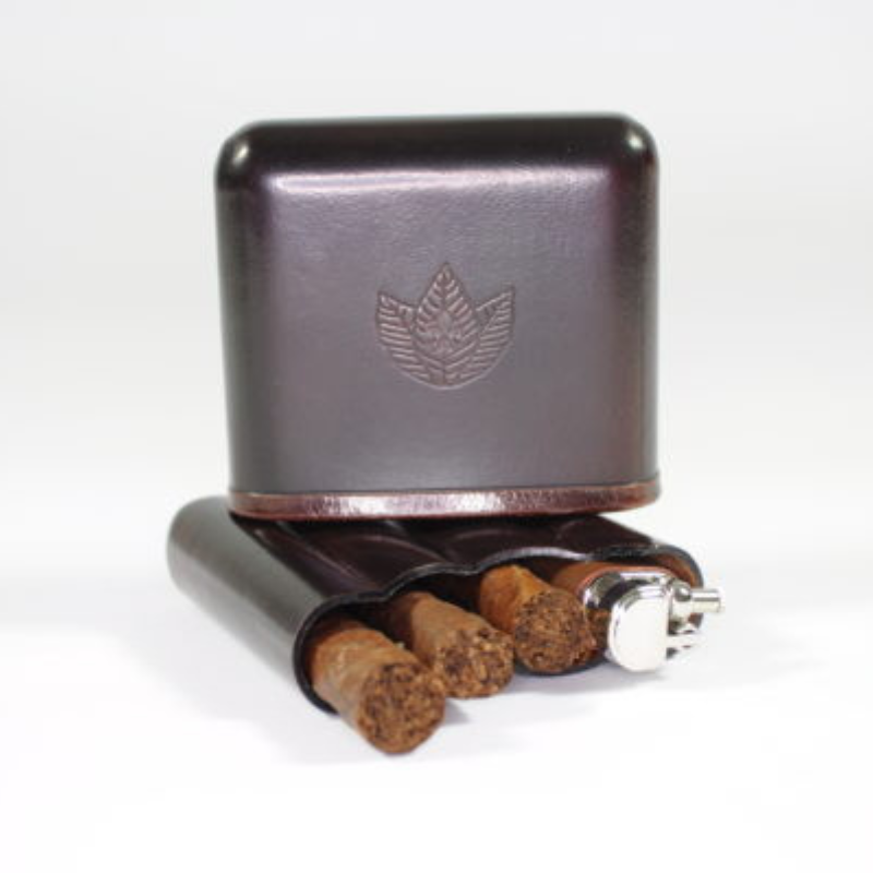 Portasigari per ammezzati in cuoio fiorentino marrone