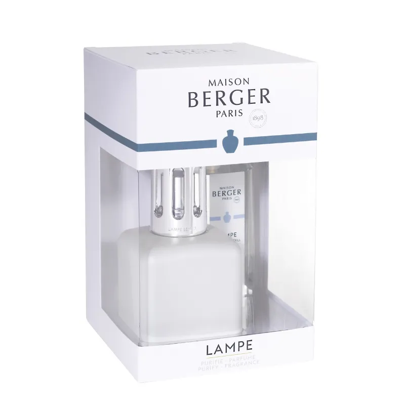 Lampe Berger Glacon Blanc – lampada catalitica in vetro colorato con coprifiamma cromato (270 ml)