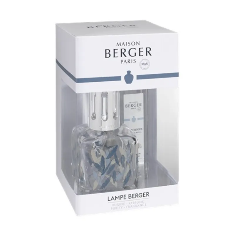 Lampe Berger Glacon Piuma – lampada catalitica cubica in vetro con decoro e coprifiamma cromato