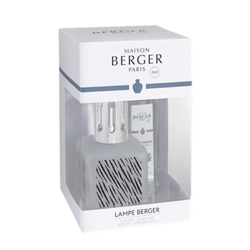 Lampe Berger Glacon Zebra – lampada catalitica cubica in vetro con decoro zebrato e coprifiamma cromato