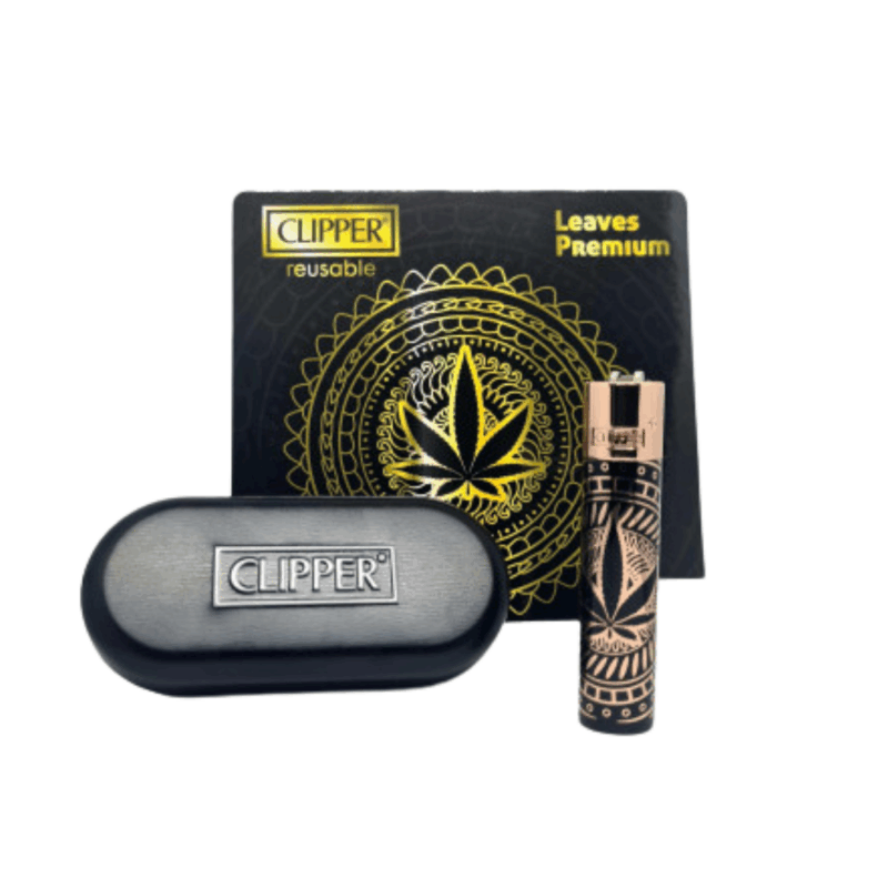 accendino clipper leaves premium 3 con confezione regalo