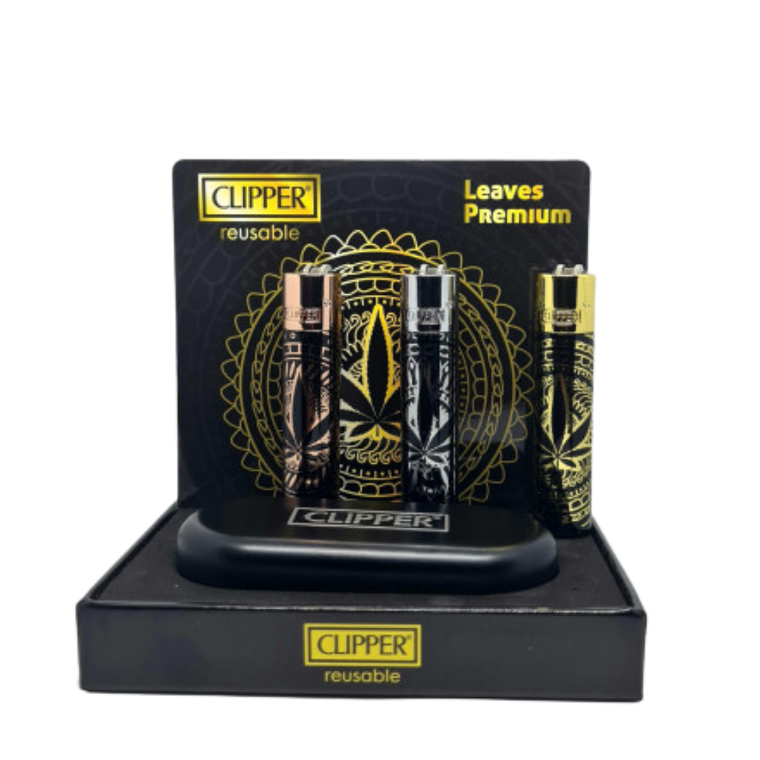 accendino clipper leaves premium 3 con confezione regalo