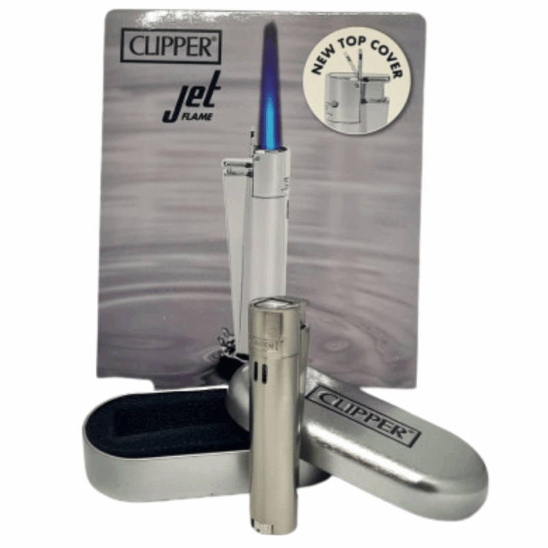 accendino clipper silver jet flame con confezione regalo