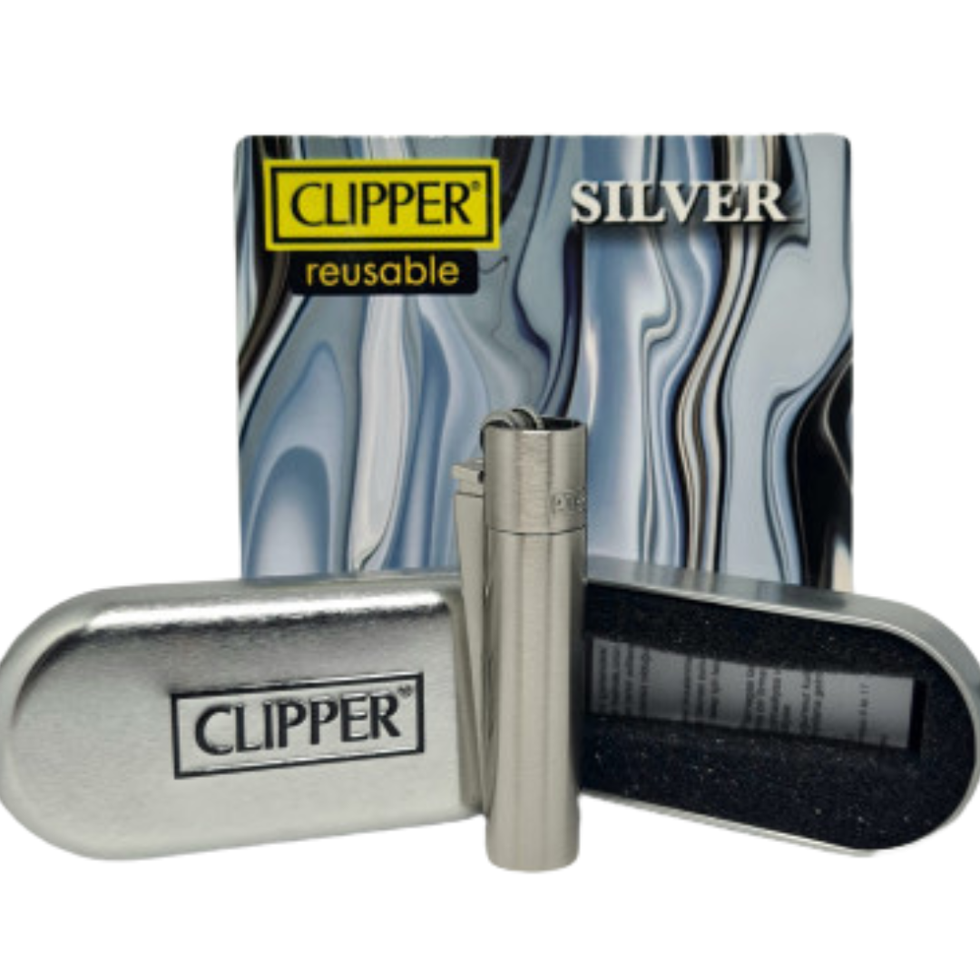 clipper metal silver satinato con confezione in metallo