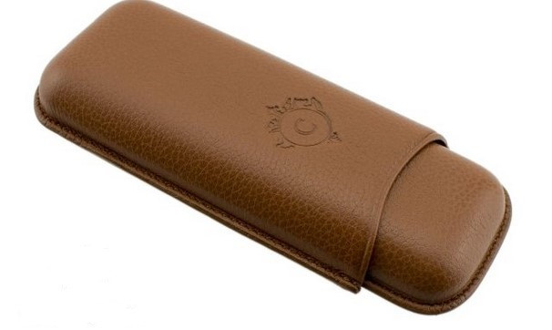 Portasigari 2 toscani in pelle martellata marrone