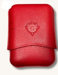 Portasigari per tre ammezzati toscani in pelle martellata rossa