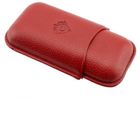 Portasigari per due sigari medi in pelle martellata rossa