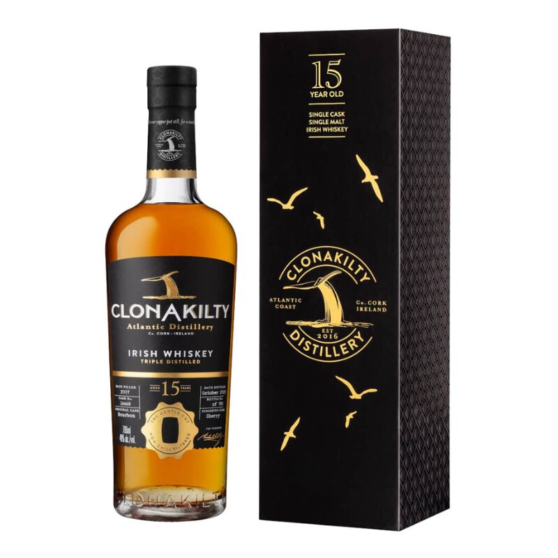 Clonakilty 15 Year Old Single Malt Irish Whiskey in bottiglia da 700 ml
