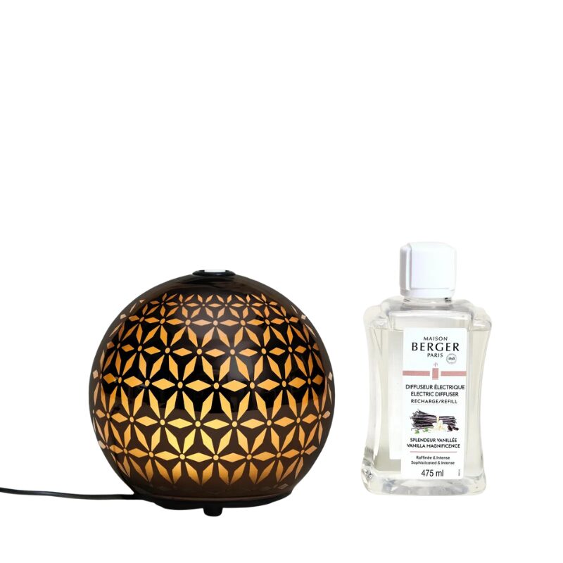 Maison Berger Diffusore Elettrico POMELIS – vetro laccato cioccolato con motivi stellati, 475 ml