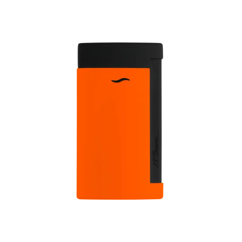 S.T. Dupont Fluo Orange – Slim 7: 7 mm, 45 g, torcia blu, lacca arancione fluo, dettagli nero opaco