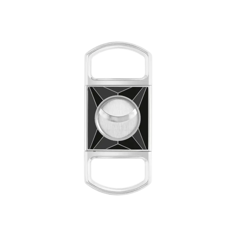 Tagliasigari Fire X Nero/Cromato: motivo Fire X, finiture cromate, taglio netto. Ispirazione X-Bag.