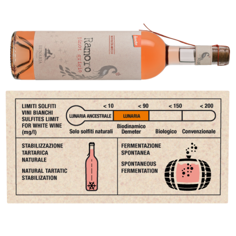 Etichetta Pinot Grigio Ramoro Lunaria Demeter