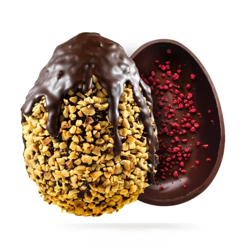 Interno crunch lamponi Uovo di Pasqua gourmet fondente