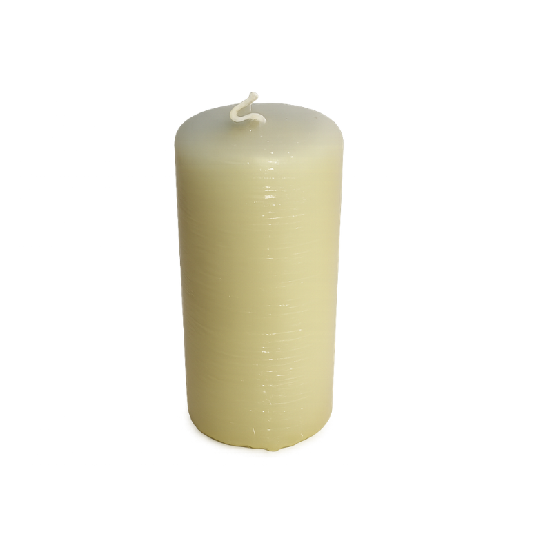 Candela decorativa cilindrica avorio con piccole rotture sulla base