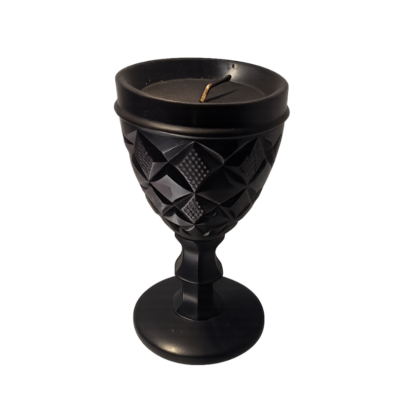 Candela decorativa coppa nera con lavorazione geometrica moderna