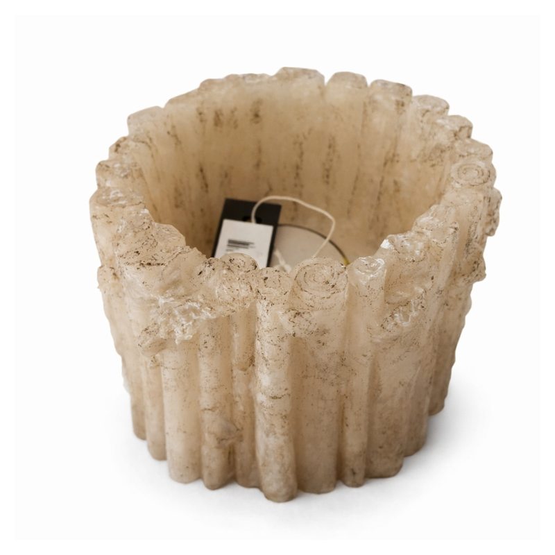 Candela decorativa materica beige Point à la Ligne con rotture laterali