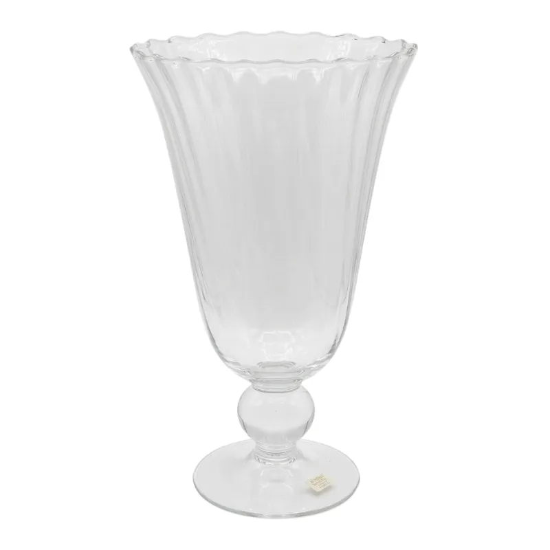 Vaso a calice in vetro trasparente con bordo ondulato